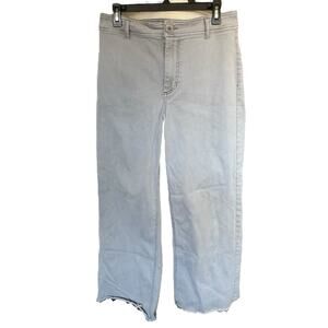 Oat New York Jeans Women's 10/30 Light Wash Blue/Gray High Rise Wide Leg Raw Hem